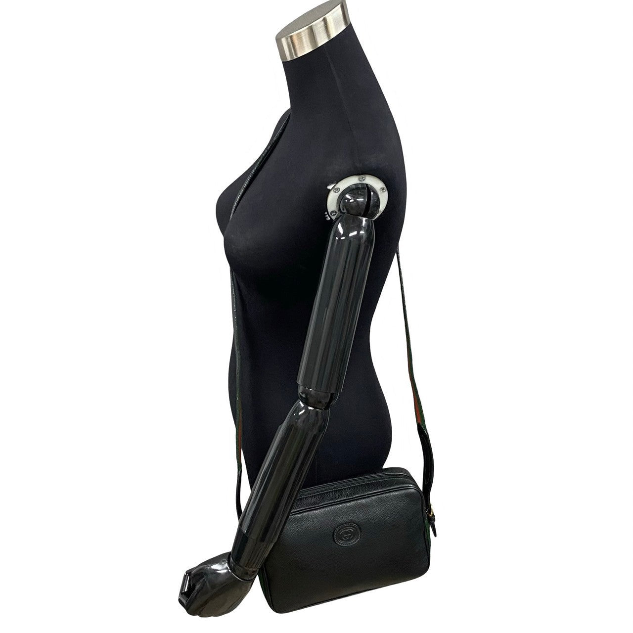 GUCCI Shoulder Bag leather black Sherry line