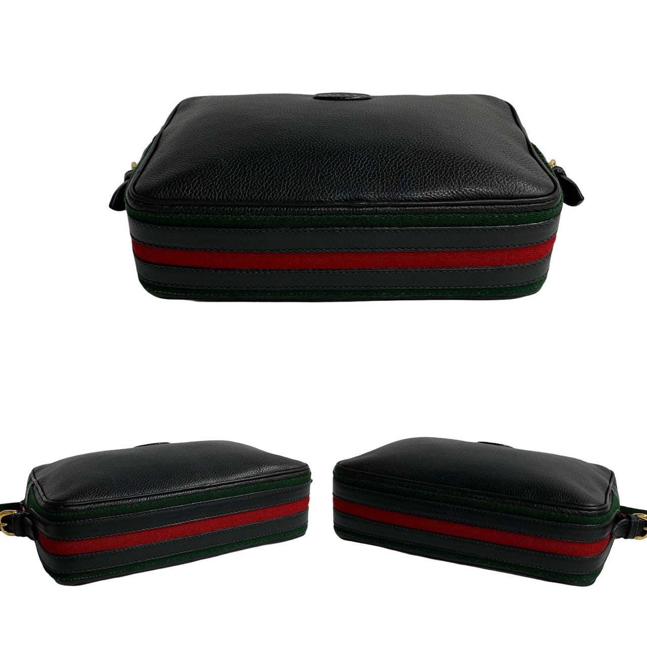 GUCCI Shoulder Bag leather black Sherry line
