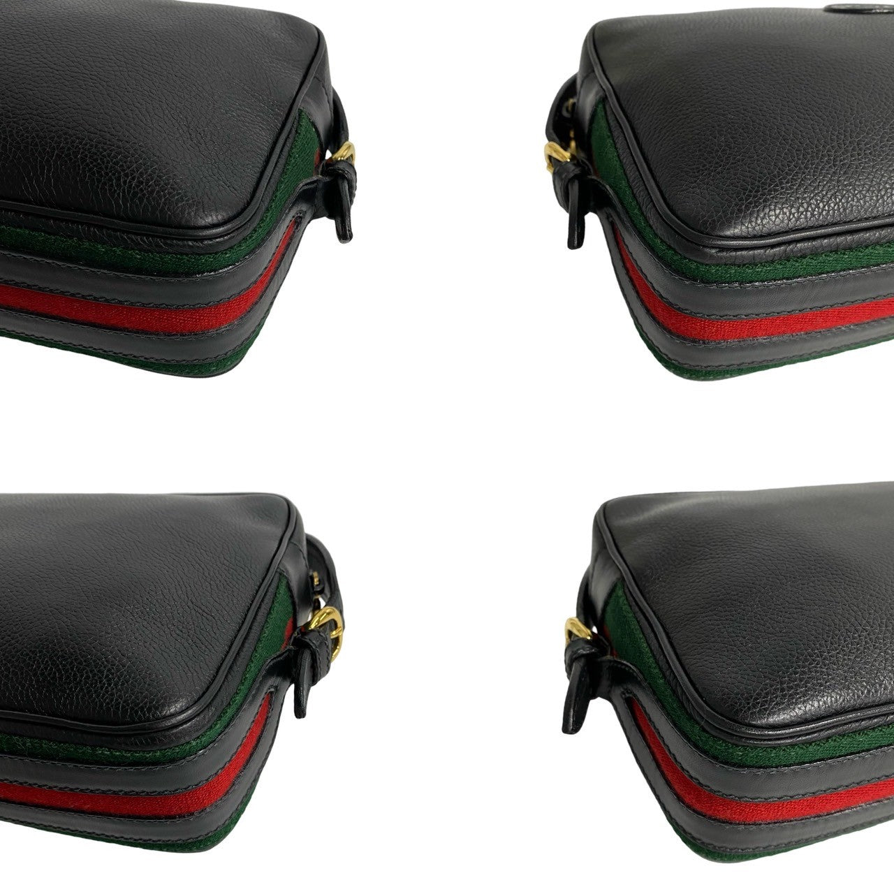 GUCCI Shoulder Bag leather black Sherry line