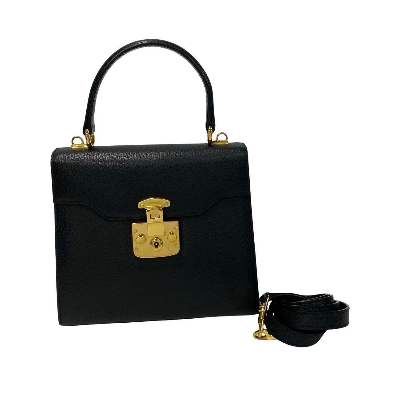 GUCCI Shoulder Bag leather black Ready lock