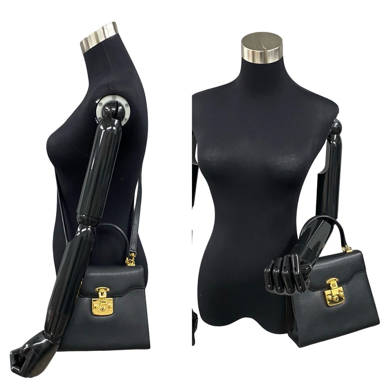 GUCCI Shoulder Bag leather black Ready lock