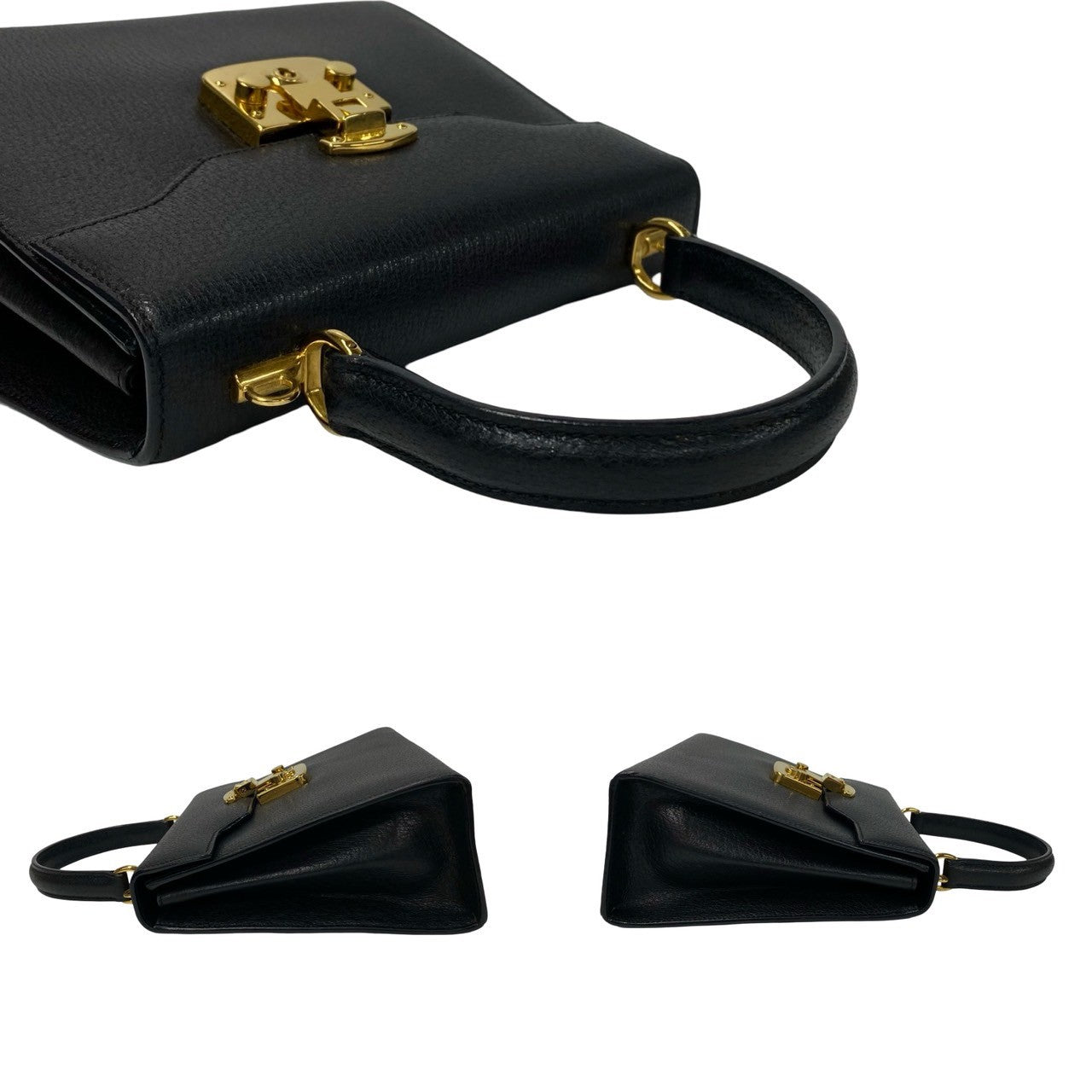 GUCCI Shoulder Bag leather black Ready lock