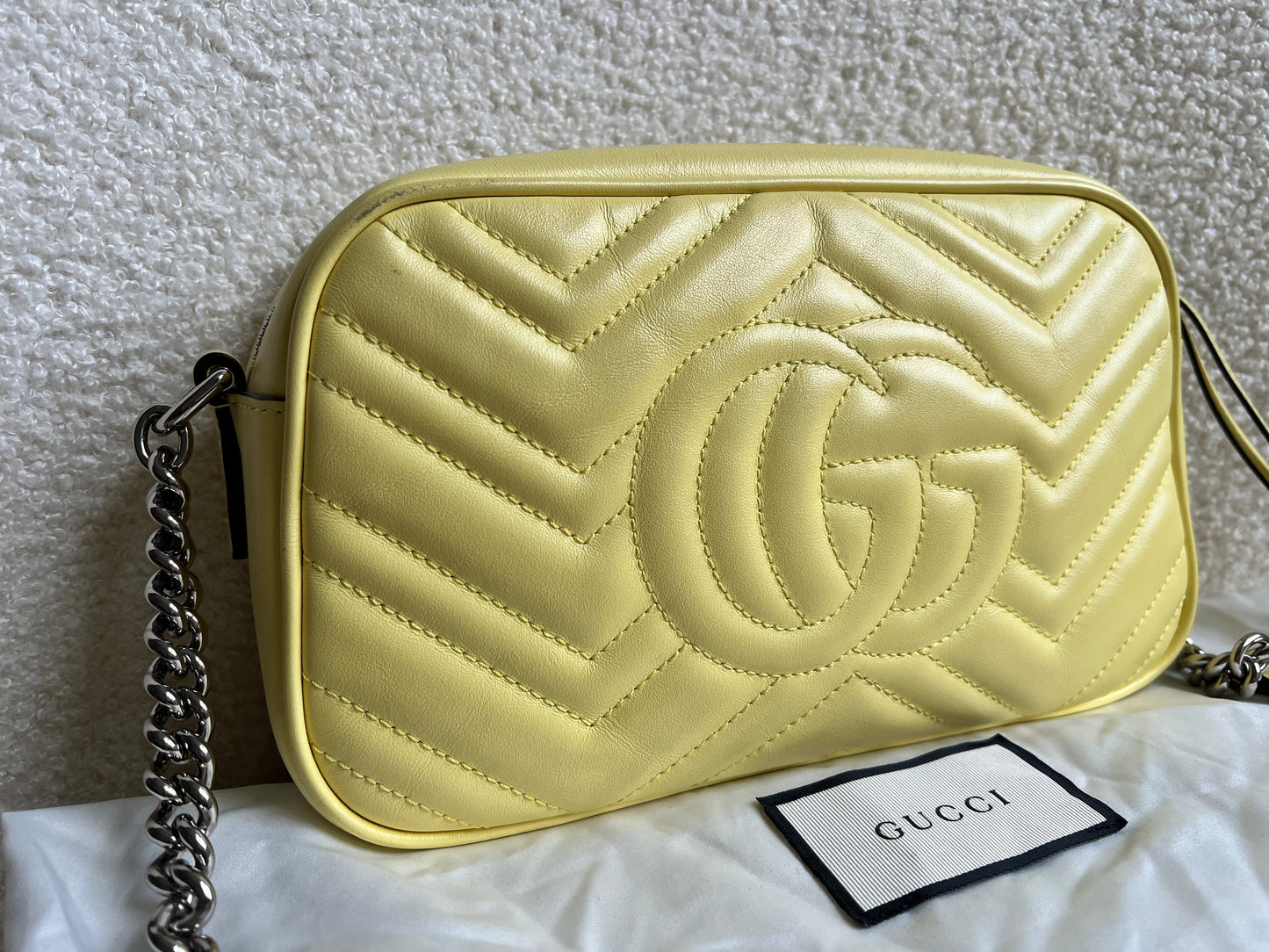 Gucci GG Pale Yellow Marmont Small Shoulder Bag (RRP £1340)