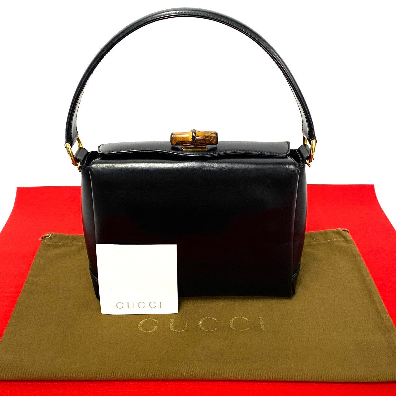 GUCCI Handbag leather black Bamboo