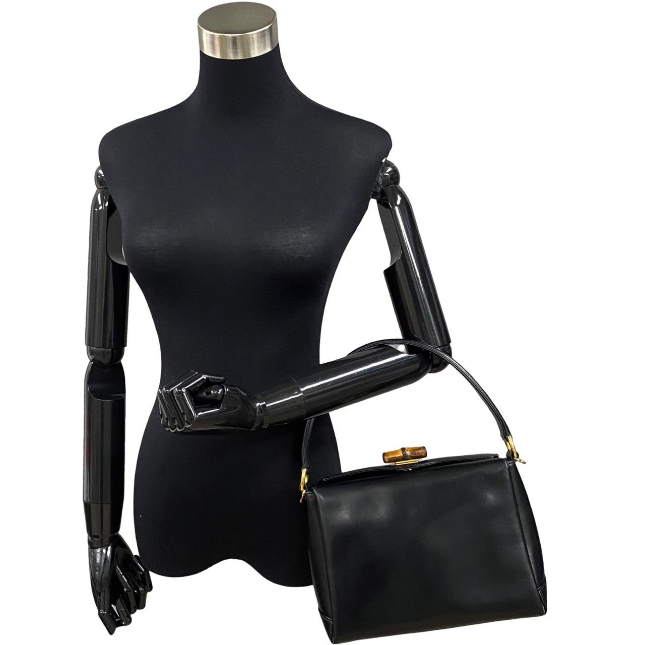 GUCCI Handbag leather black Bamboo