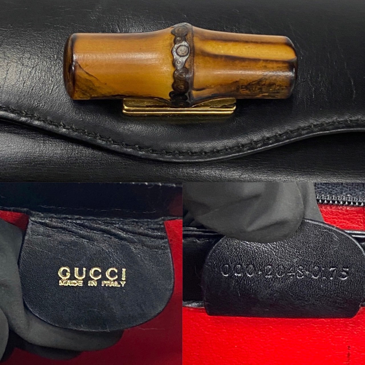GUCCI Handbag leather black Bamboo