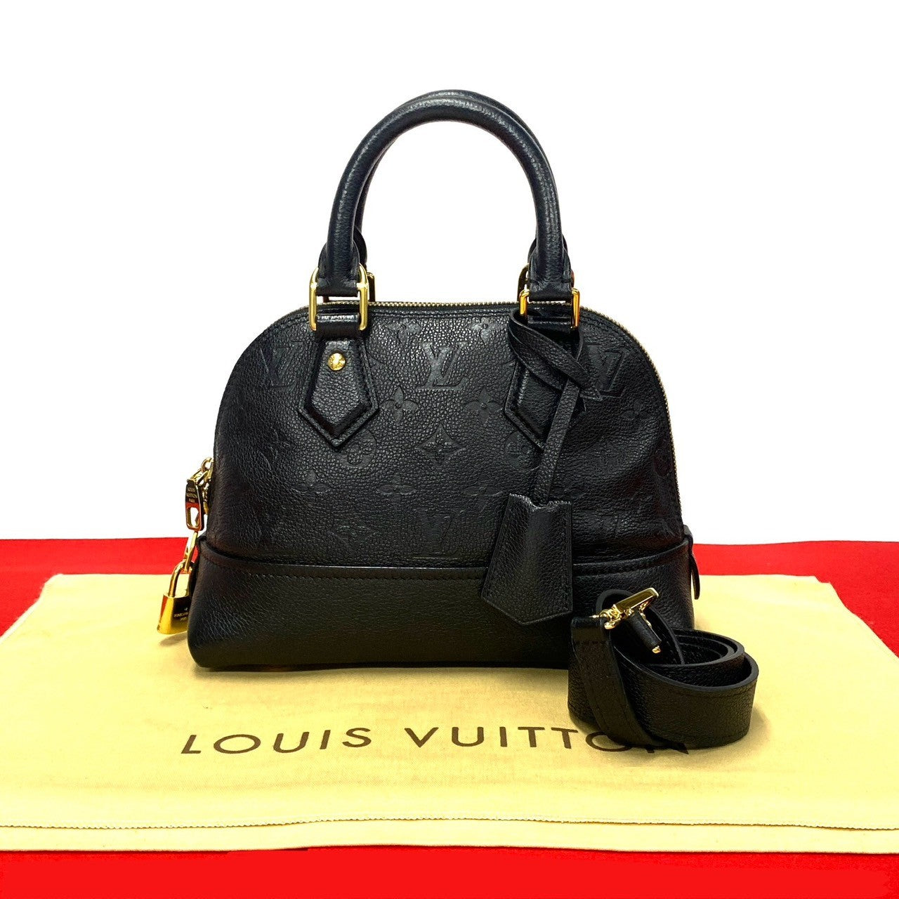 LOUIS VUITTON Handbag leather black Monogram Unplant
