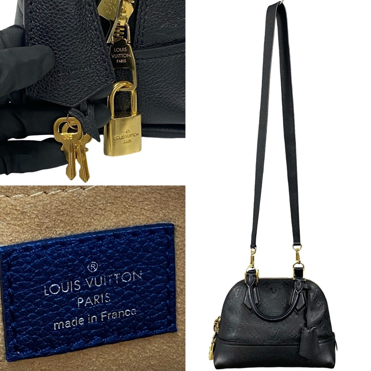 LOUIS VUITTON Handbag leather black Monogram Unplant