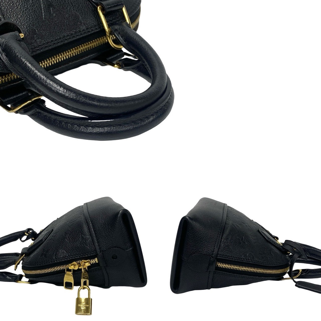 LOUIS VUITTON Handbag leather black Monogram Unplant