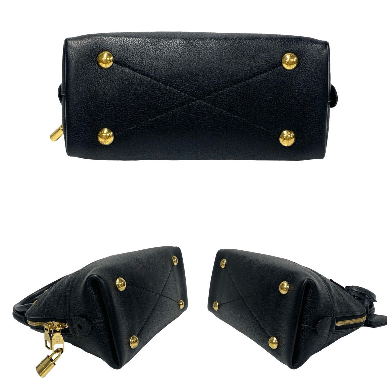 LOUIS VUITTON Handbag leather black Monogram Unplant