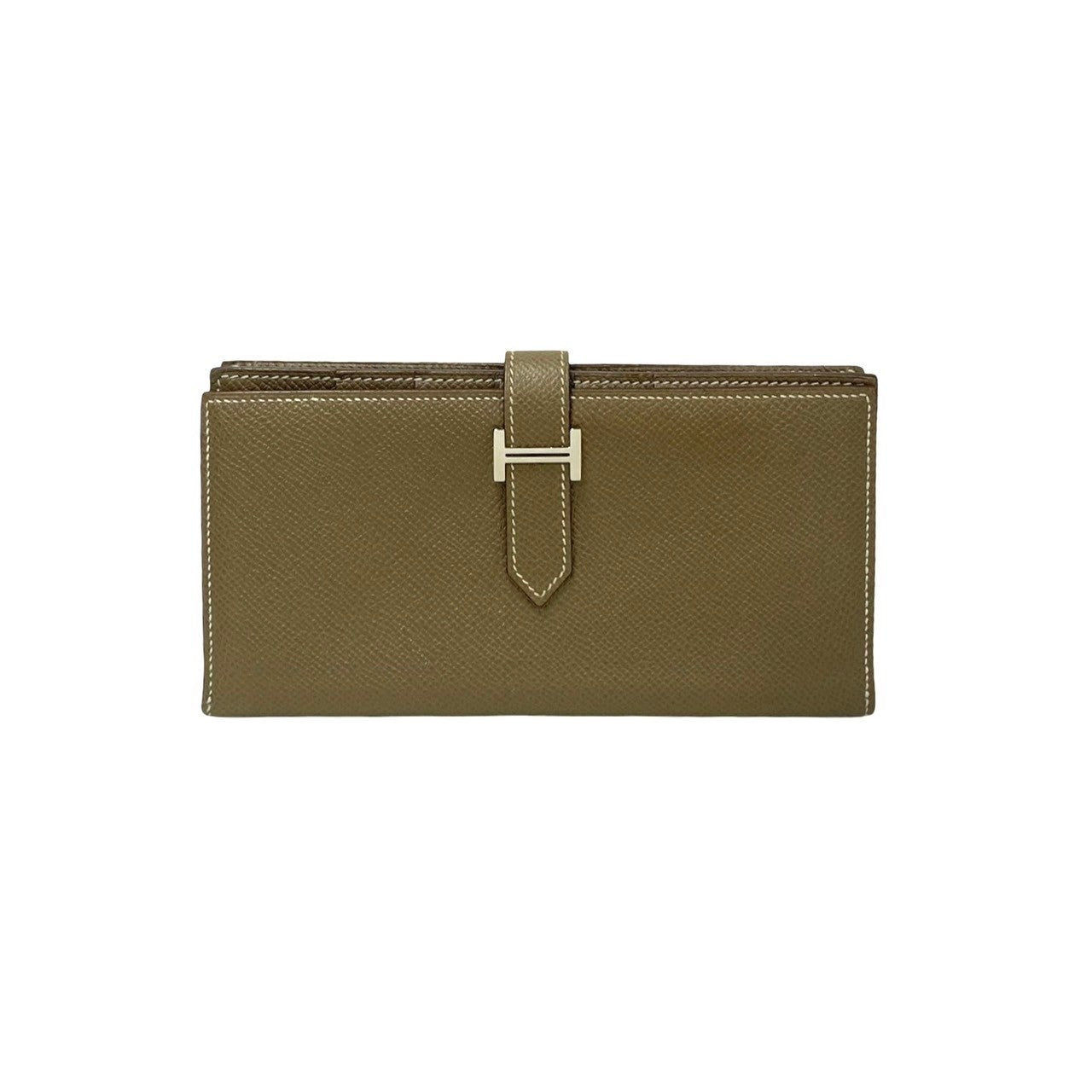 HERMES Long Wallet Purse leather beige bean soufflé