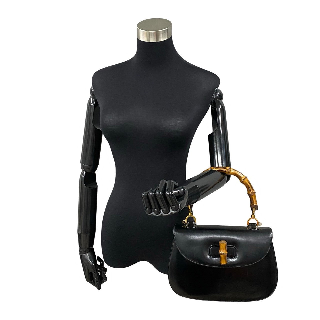 GUCCI Handbag leather black Bamboo