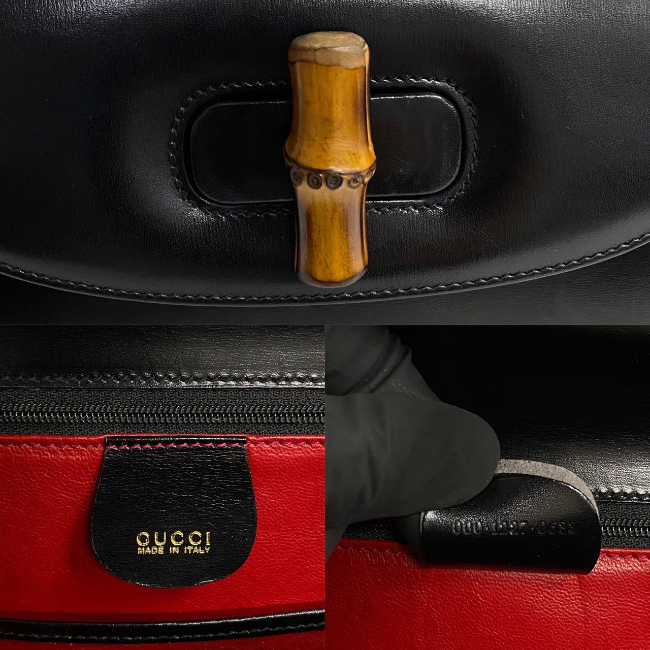 GUCCI Handbag leather black Bamboo