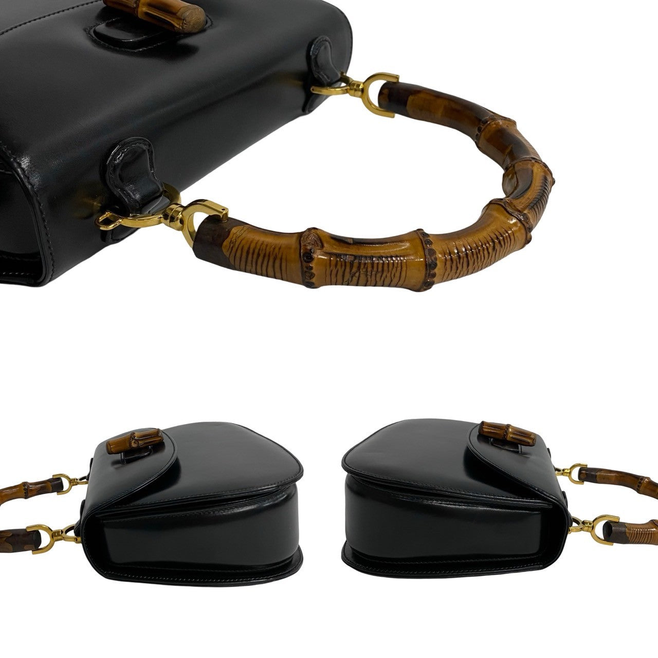 GUCCI Handbag leather black Bamboo