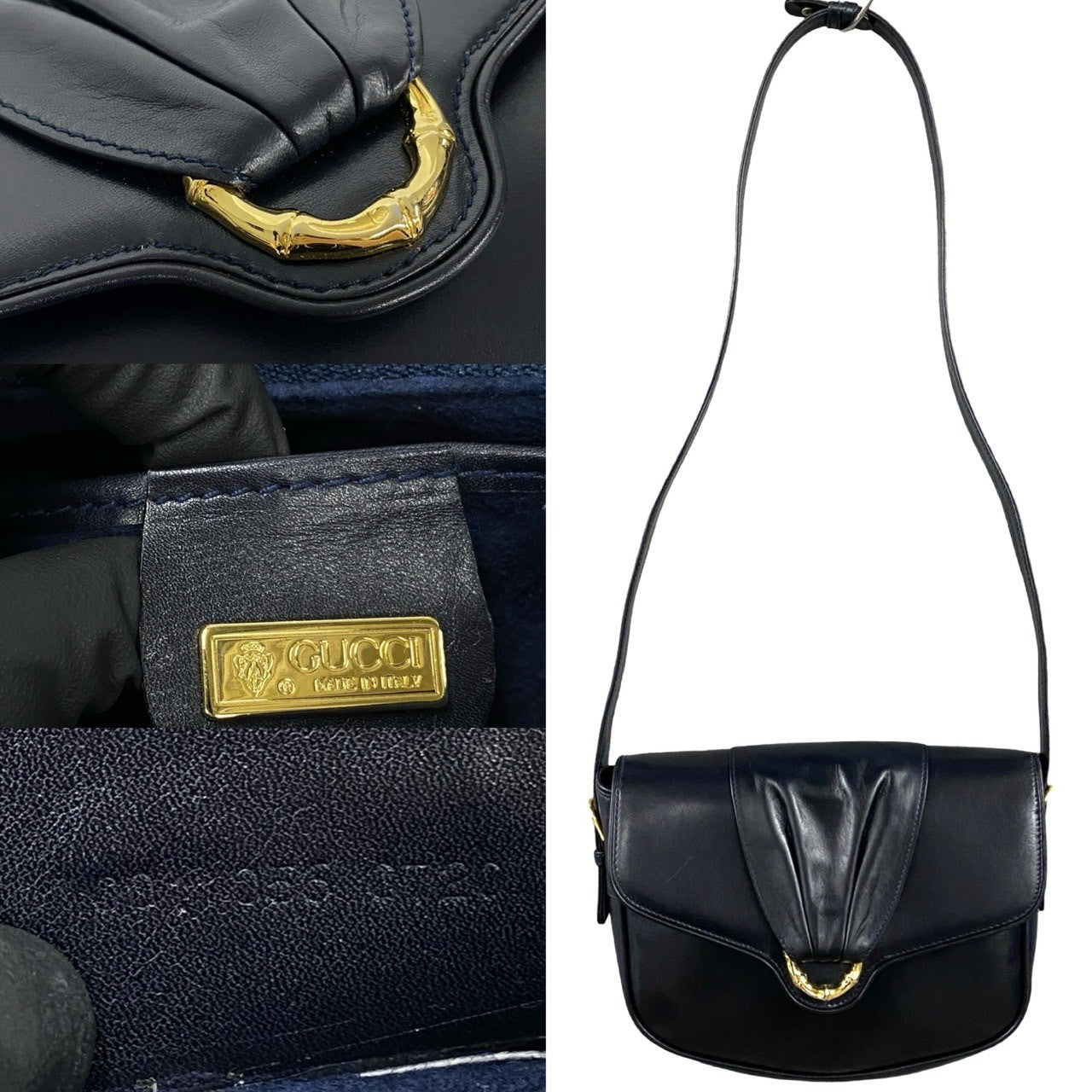 GUCCI Shoulder Bag leather black Old Gucci