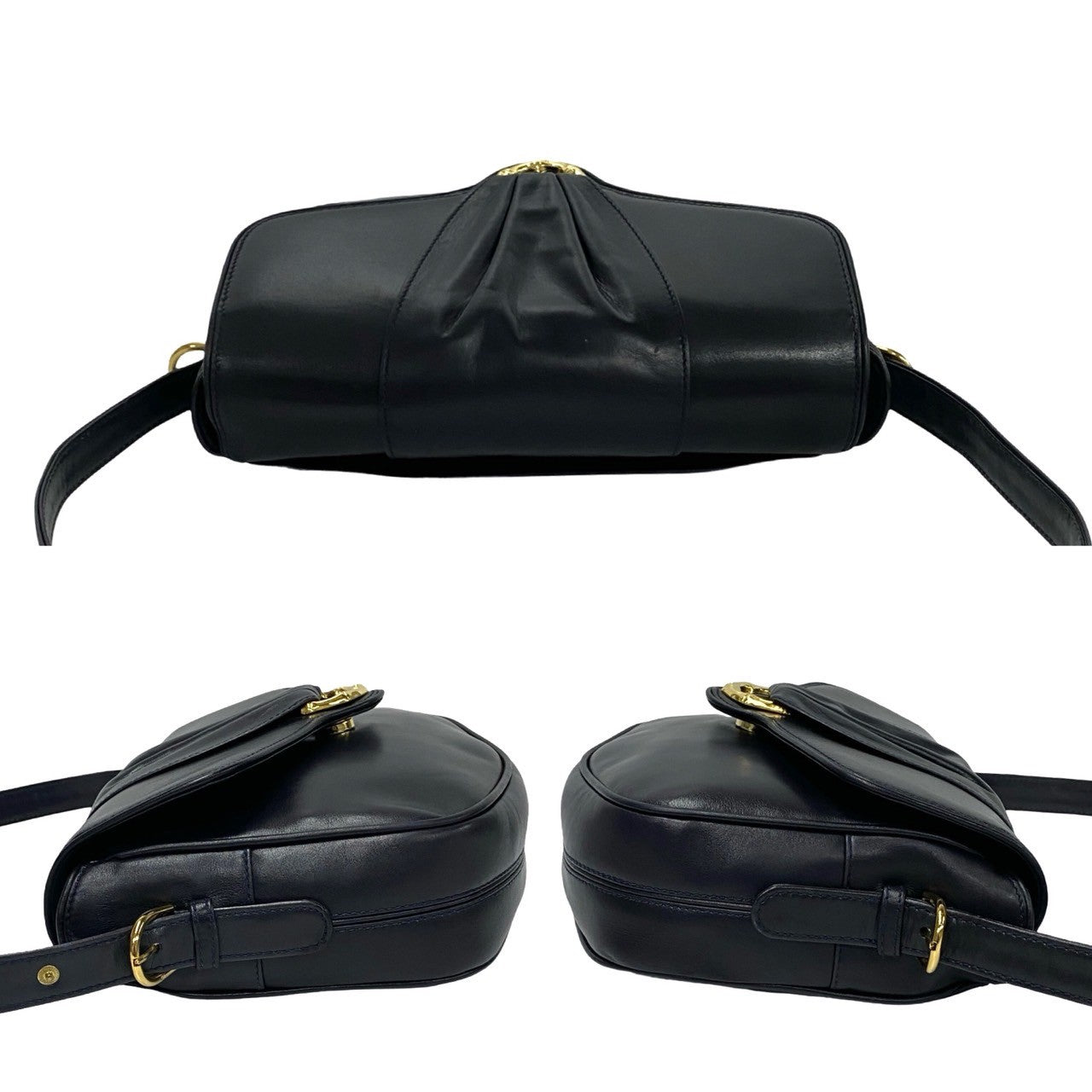 GUCCI Shoulder Bag leather black Old Gucci