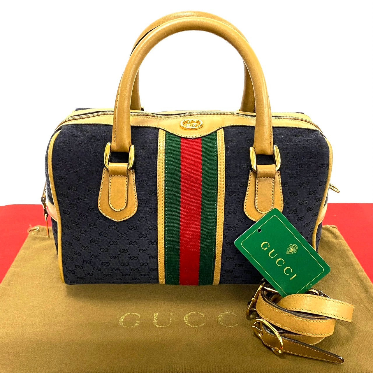GUCCI Shoulder Bag leather black Sherry line