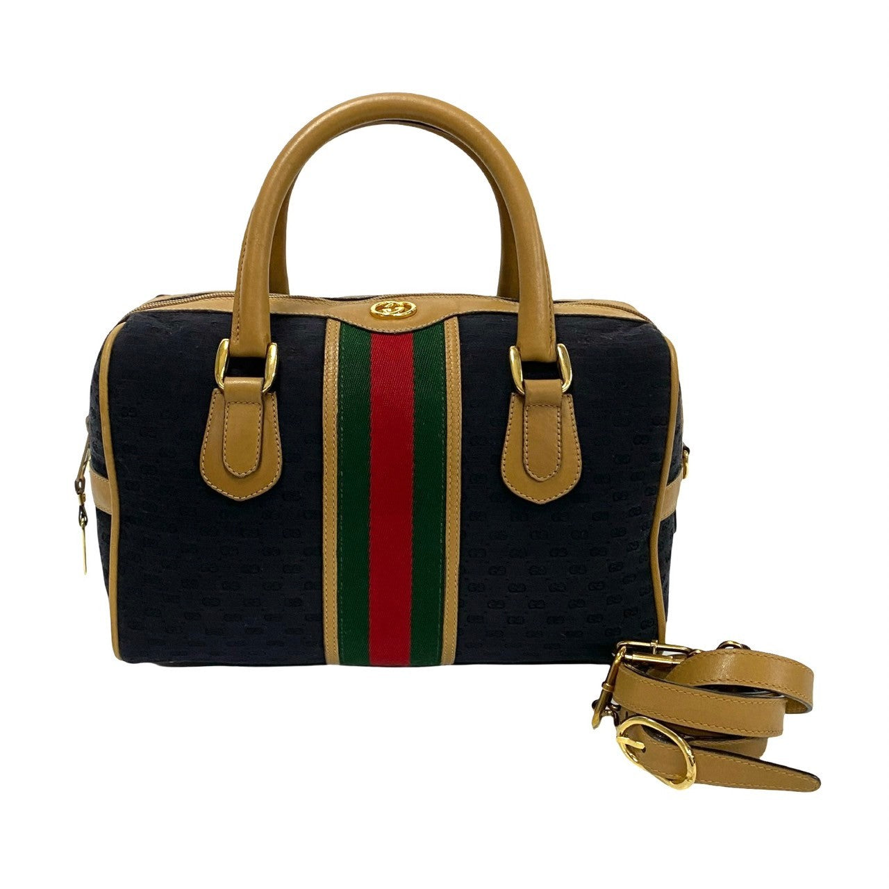 GUCCI Shoulder Bag leather black Sherry line