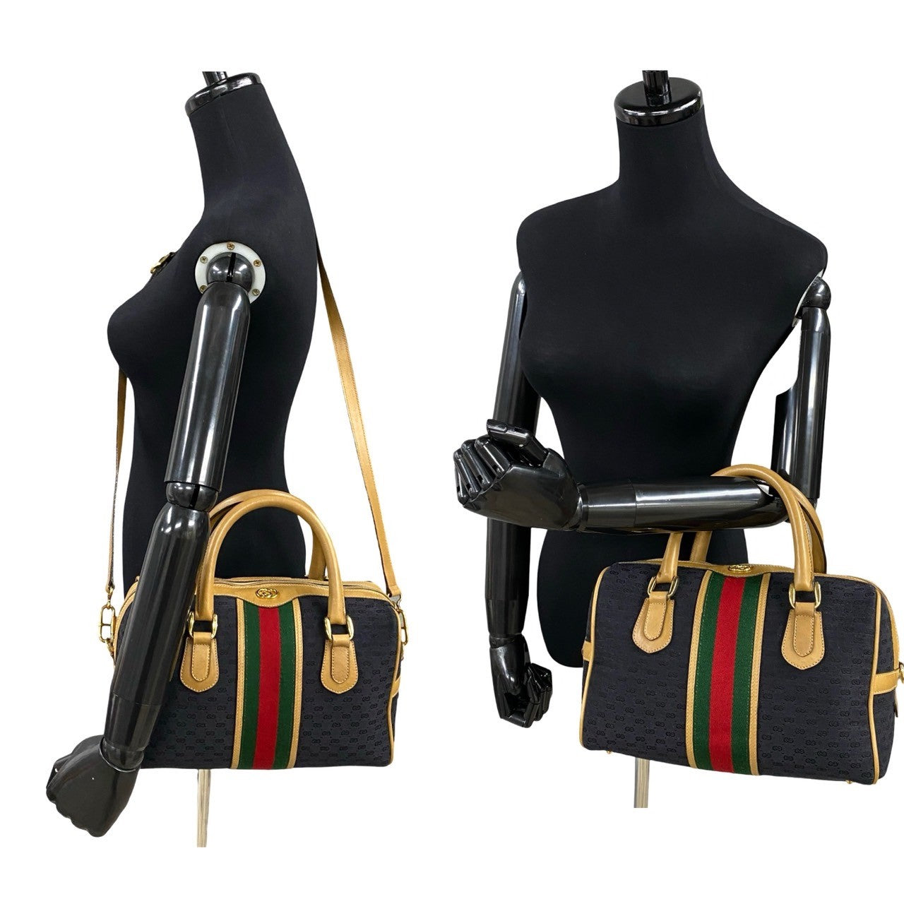 GUCCI Shoulder Bag leather black Sherry line