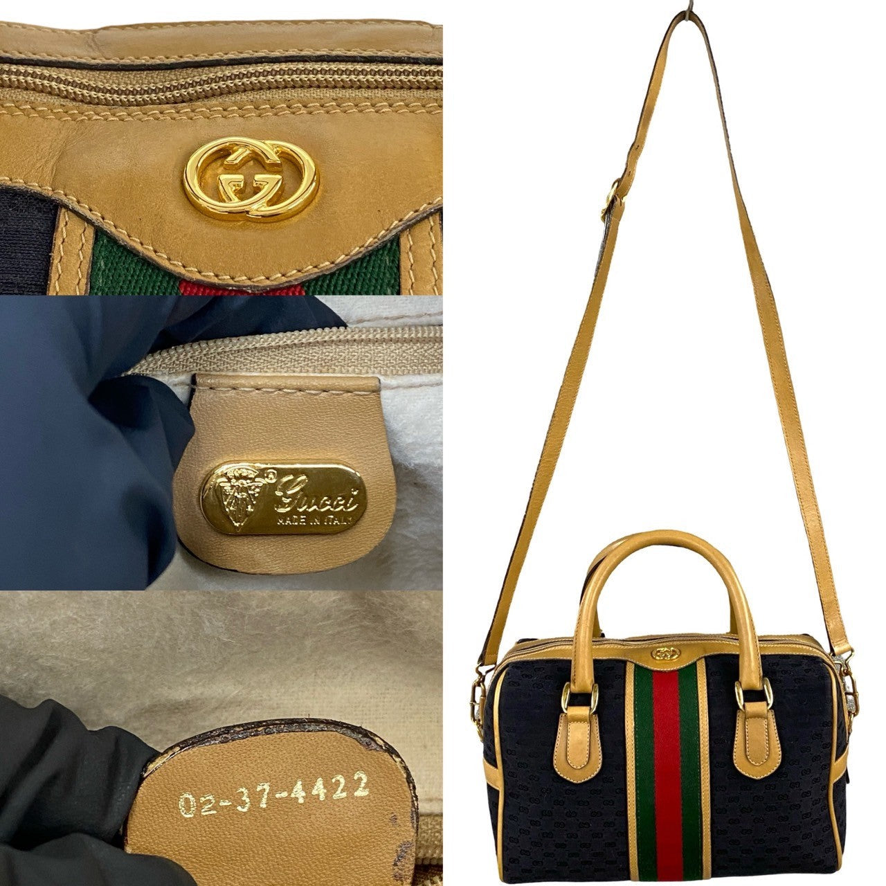 GUCCI Shoulder Bag leather black Sherry line