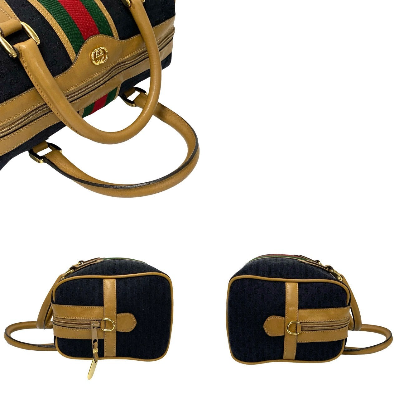 GUCCI Shoulder Bag leather black Sherry line