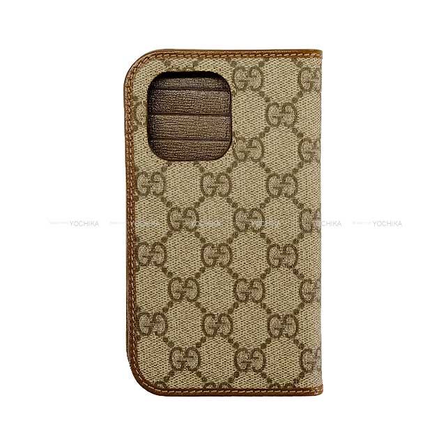 GUCCI iPhone case Notebook Covers 15pro 760185 92tcg8563 Beige & Ebony GG Supreme