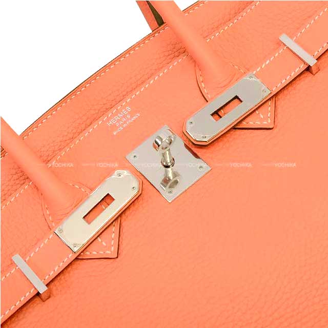 HERMES Handbag Birkin30 Crevette Taurillon Clemence Silver HW Stamp □Q