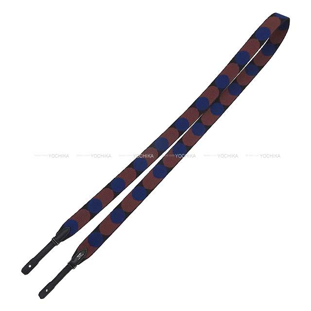 HERMES shoulder strap Bandouliere 25mm 105cm Bandouliere 25mm 110cm for To go series Flipperball Noir (Black)/Bleu Saphir Toile/Swift Silver HW Stamp