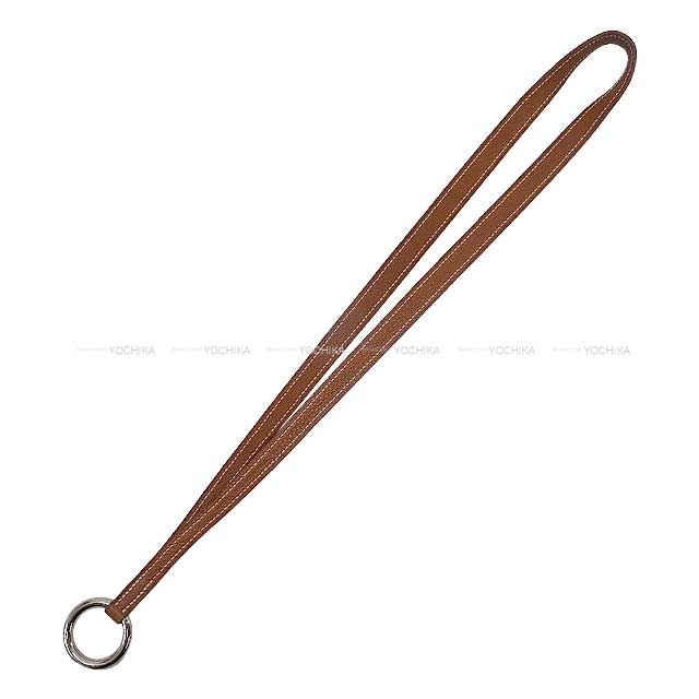 HERMES strap phone Neck strap PM Fauve Barenia Faubourg Silver HW Stamp