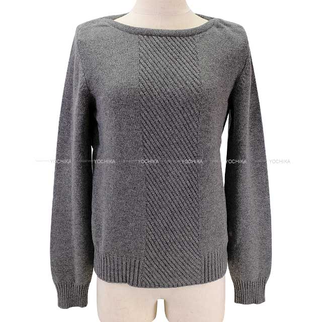 HERMES setup Ladies set up knit with charm Grey Cashmere100% Silver HW