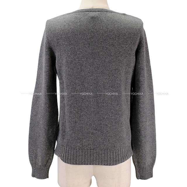 HERMES setup Ladies set up knit with charm Grey Cashmere100% Silver HW