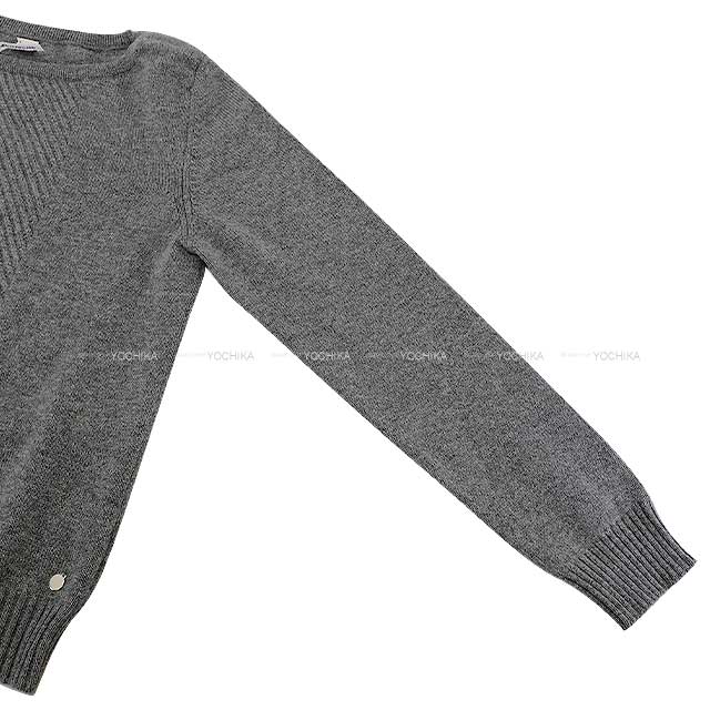 HERMES setup Ladies set up knit with charm Grey Cashmere100% Silver HW