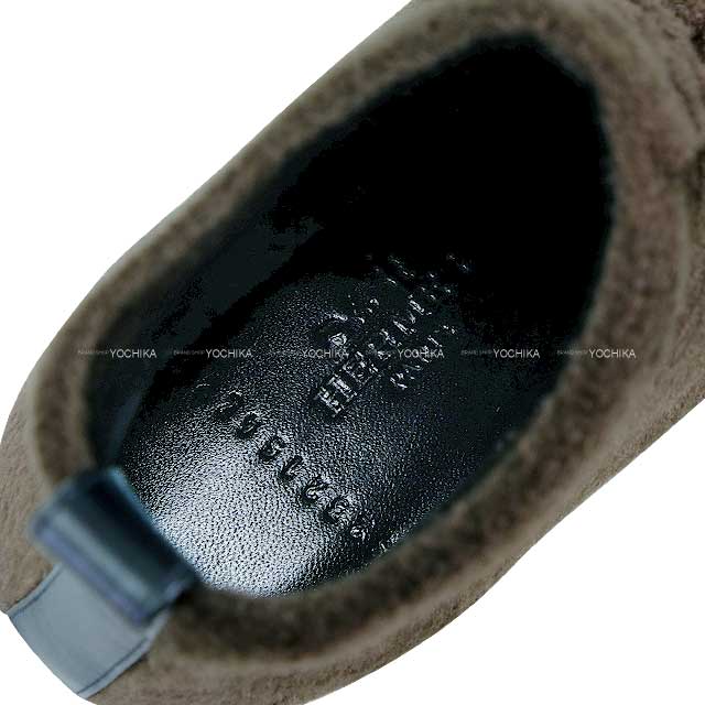 HERMES boots Short Boots Volver 60 Chestnut/Black Chenille knit/Calfskin ＃36