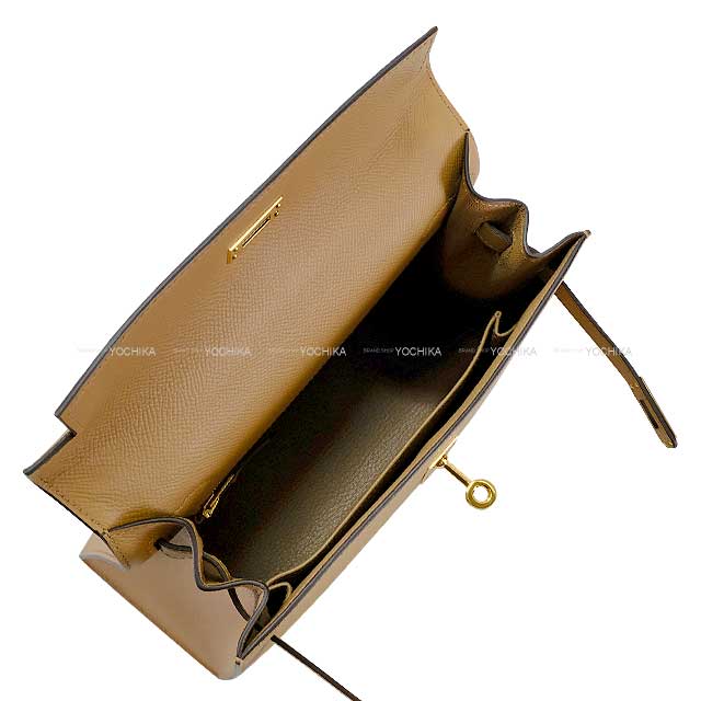 HERMES Shoulder bag Kelly25 Sellier Chai Veau Epsom Gold HW Stamp