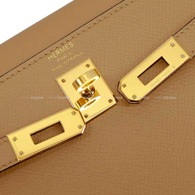 HERMES Shoulder bag Kelly25 Sellier Chai Veau Epsom Gold HW Stamp