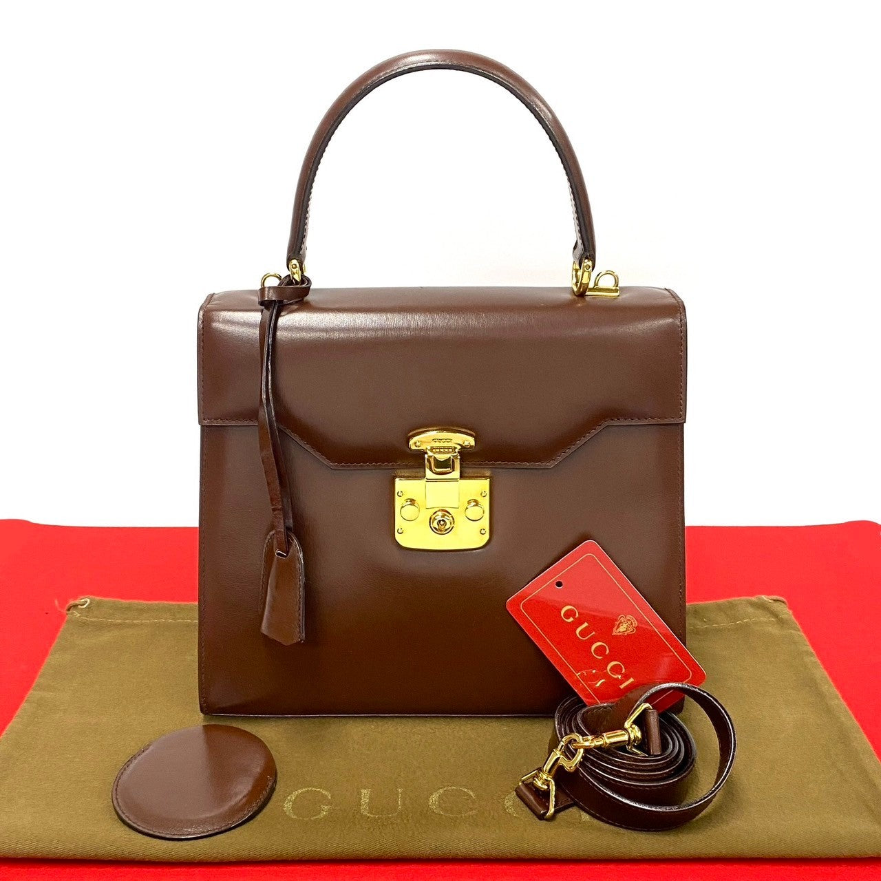 GUCCI Handbag Calfskin Brown Ready lock