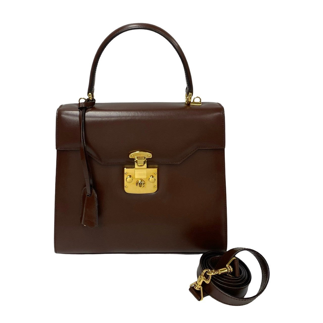 GUCCI Handbag Calfskin Brown Ready lock