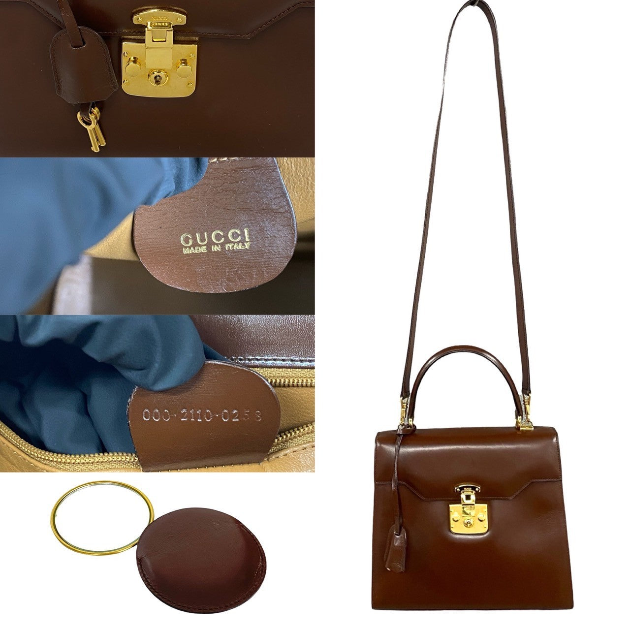 GUCCI Handbag Calfskin Brown Ready lock