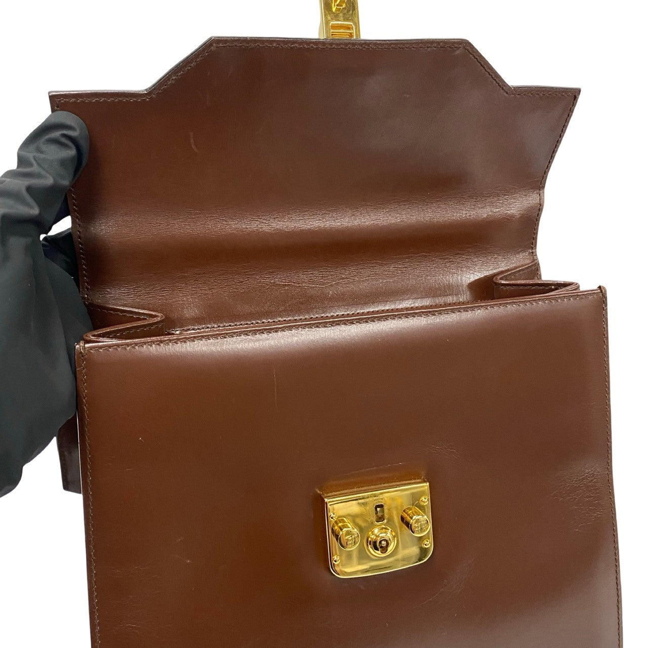 GUCCI Handbag Calfskin Brown Ready lock