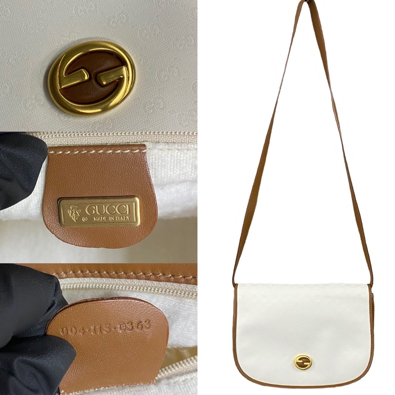 GUCCI Shoulder Bag leather white