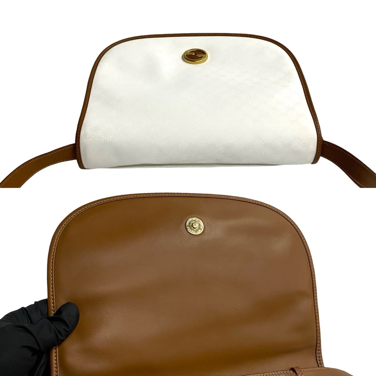 GUCCI Shoulder Bag leather white