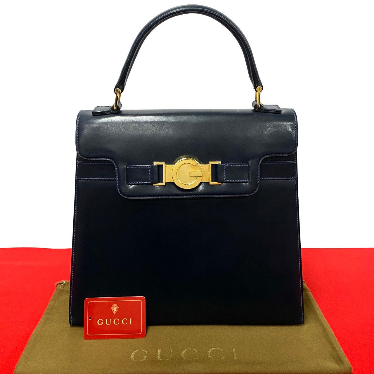 GUCCI Handbag Calfskin Navy