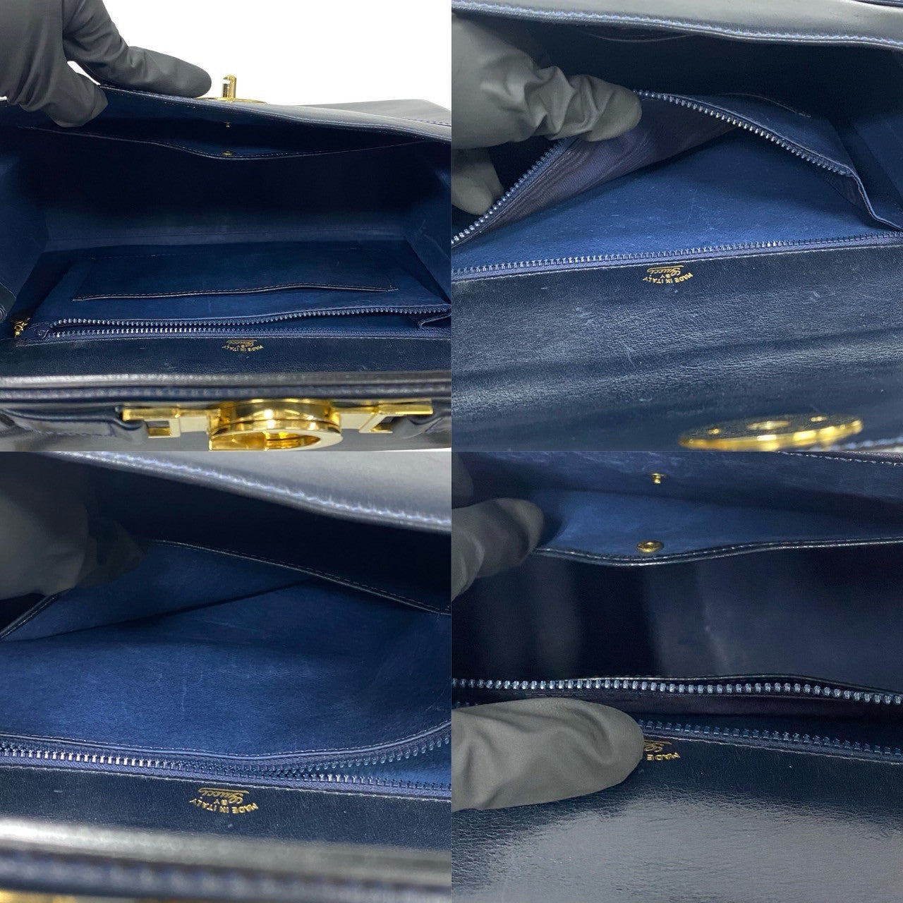 GUCCI Handbag Calfskin Navy