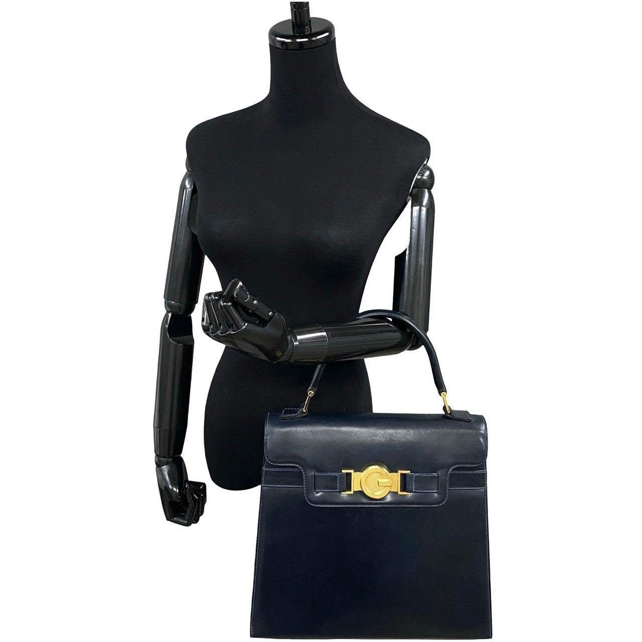 GUCCI Handbag Calfskin Navy