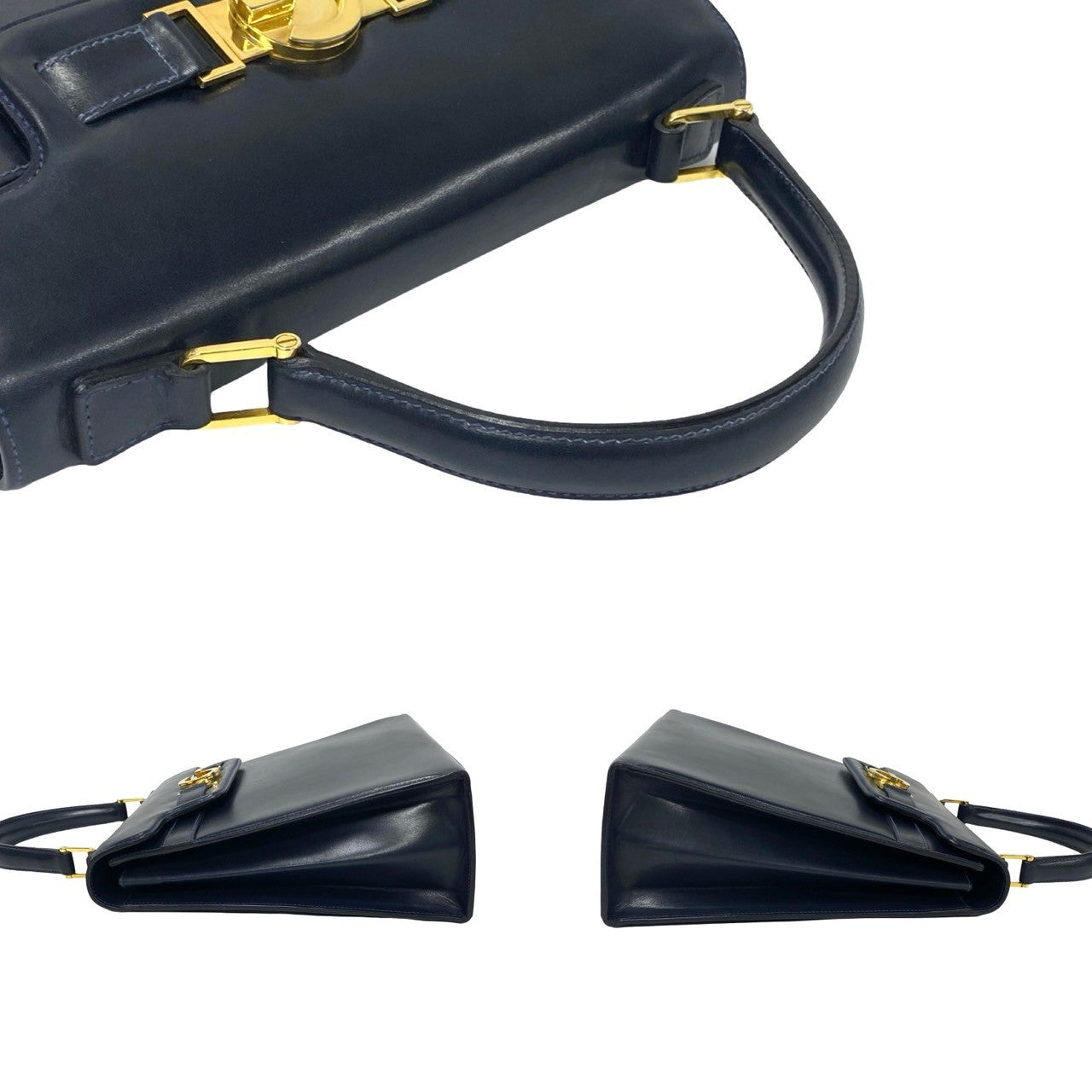 GUCCI Handbag Calfskin Navy