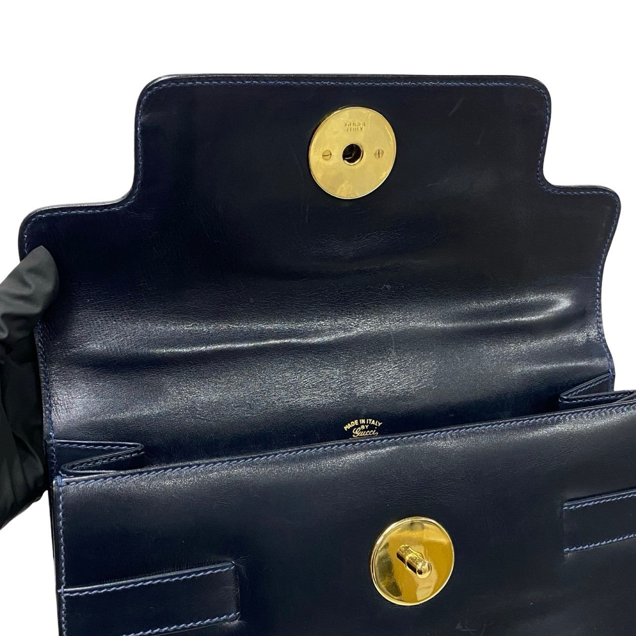 GUCCI Handbag Calfskin Navy
