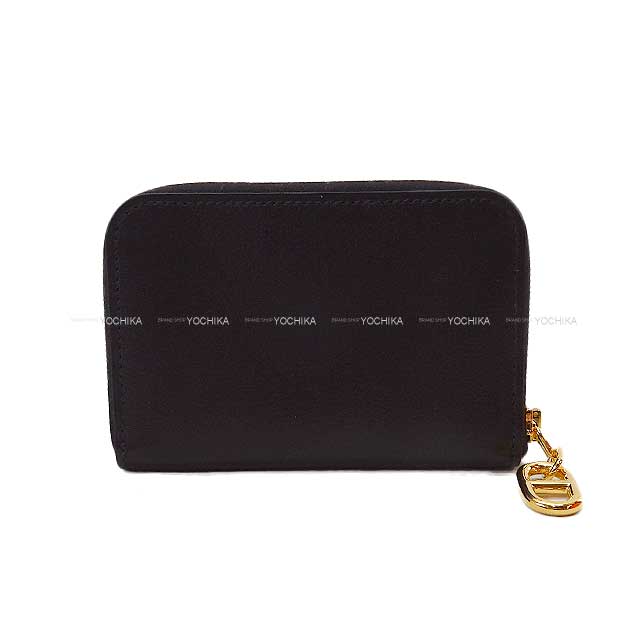 HERMES card holder Zip-Ango Compact Chaine d Angle Noir (Black) Ever Grain Gold HW Stamp