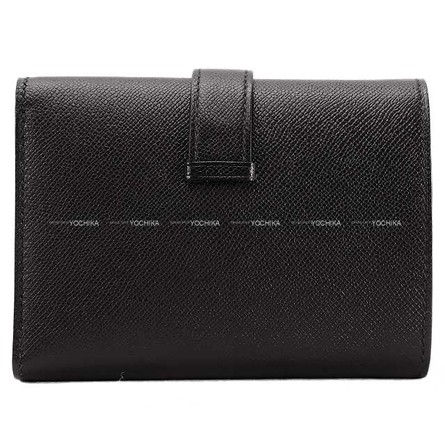 HERMES Tri-fold wallet Bearn Combine SO BLACK Monochrome Noir (Black) Veau madame Black HW Stamp