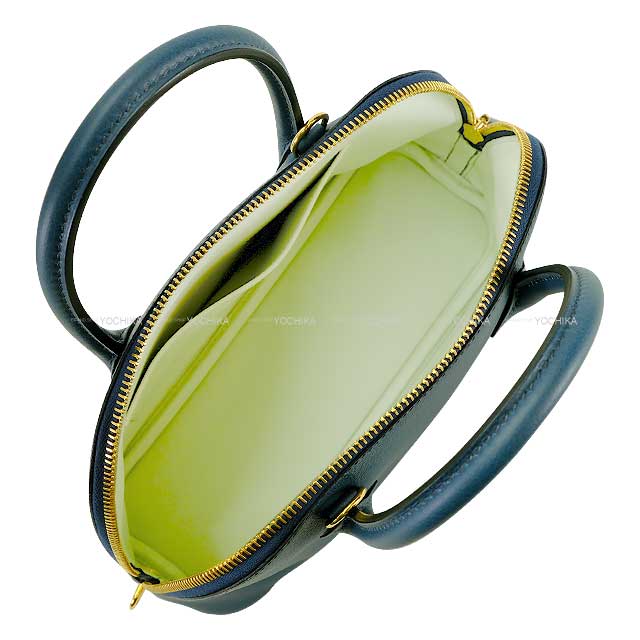 HERMES Shoulder bag Bolide1923 25 Verso Bleu de Prusse/Vert Fizz Evercolor/Veau Swift Gold HW Stamp