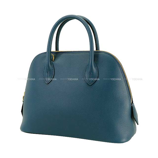 HERMES Shoulder bag Bolide1923 25 Verso Bleu de Prusse/Vert Fizz Evercolor/Veau Swift Gold HW Stamp